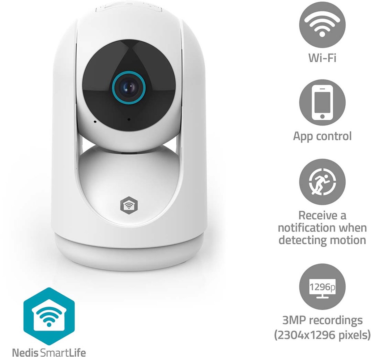 Nedis SmartLife Beveiligingscamera 3MP Full HD met - Nedis - €46,99