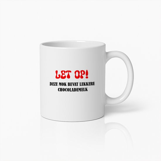 Attention ! Cette tasse contient un délicieux chocolat chaud. Tasse en céramique amusante – Cadeau idéal pour les amateurs de chocolat – Tasse à boire amusante