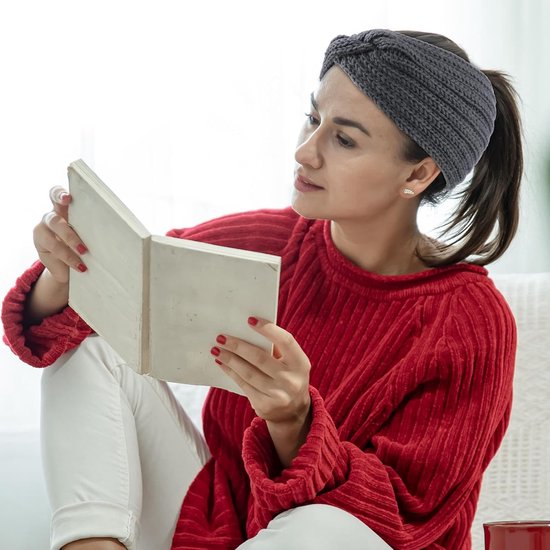 2 stuks hoofdband voor dames, winter, gebreide hoofdband voor dames, verdikt met fleece gevoerd, elastische warme haarband, hoofdband, oorwarmer voor vrouwen en meisjes, essentiële winterhoofdband van Hicarer — afbeelding 2