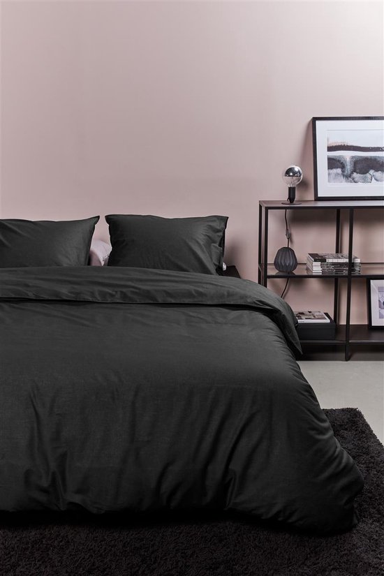 Ambiante Cotton Uni dekbedovertrek - Effen - Eenpersoons - 140x200/220 - Zwart — afbeelding 4
