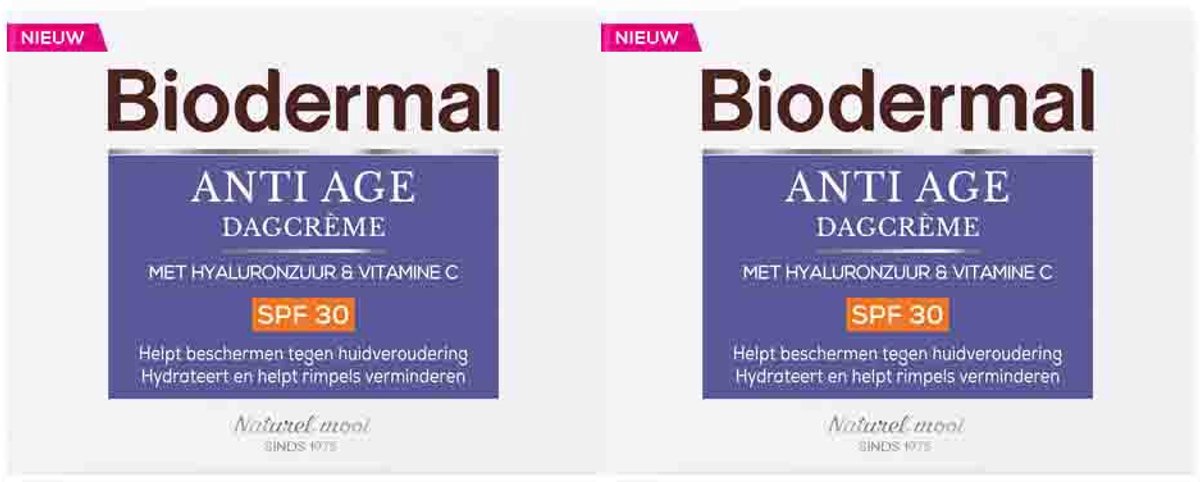 Biodermal Dagcrème Anti Age SPF30 - 2 x 50 ml - Voordeelverpakking