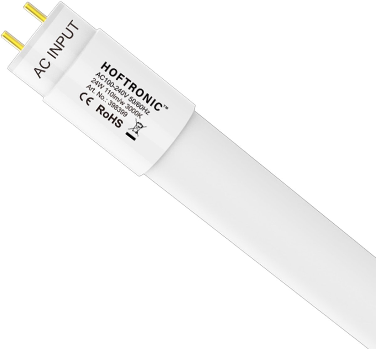 HOFTRONIC LED TL armatuur 150cm dubbel - T8 (G13) - 48 Watt 5280 lumen (110lm/W) - 3000K Warm wit (830) - Flikkervrij - IP20 Stofdicht Transparant