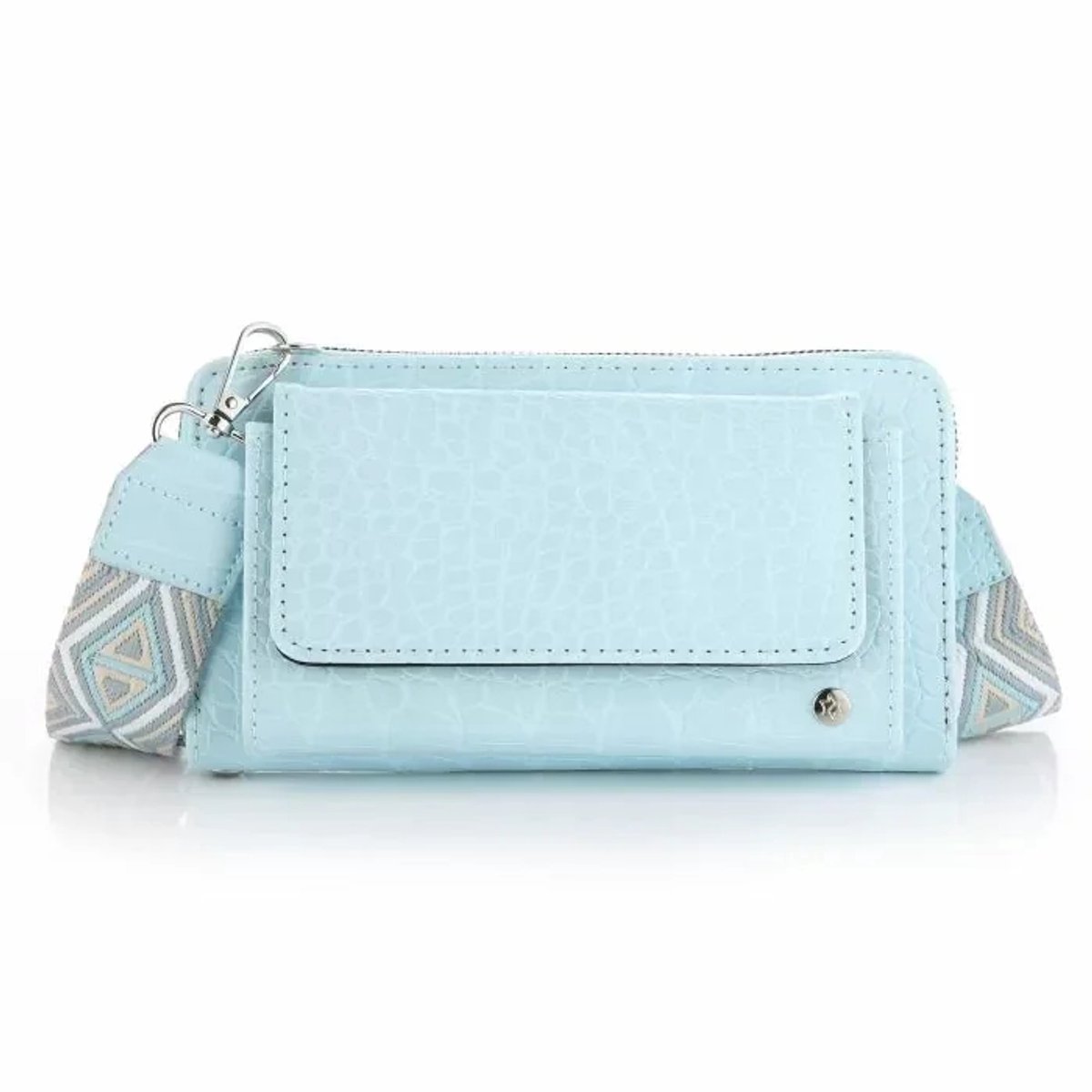Portemonnee met luxe band - Blue - Dames - Croco print - 20cm x 11cm