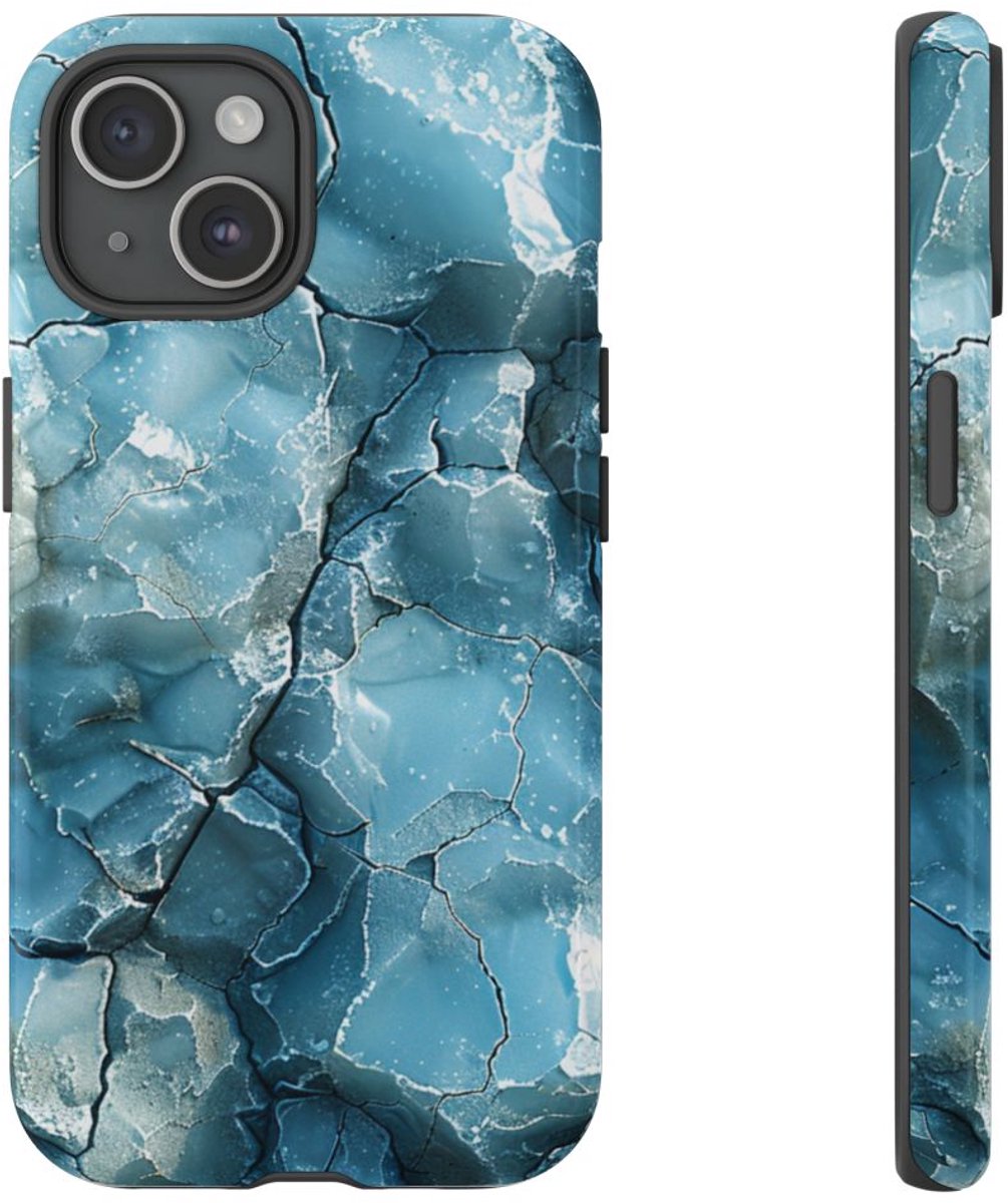 IJzige Fractalstructuur met Grunge – Telefoonhoesje Geschikt voor iPhone 15