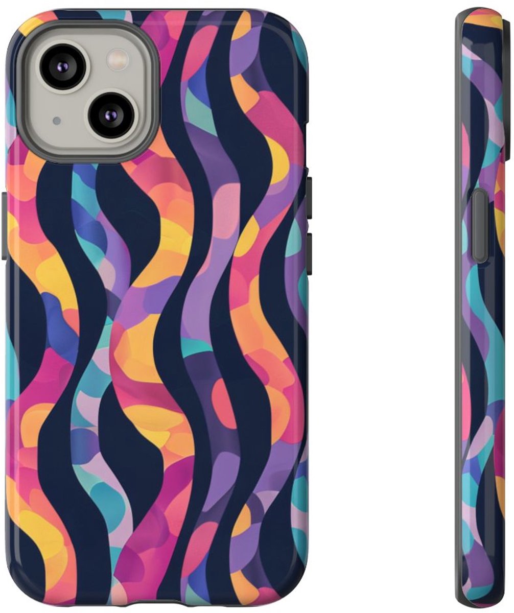 Kleurrijk Golvend Abstract Patroon – Telefoonhoesje Geschikt voor iPhone 14