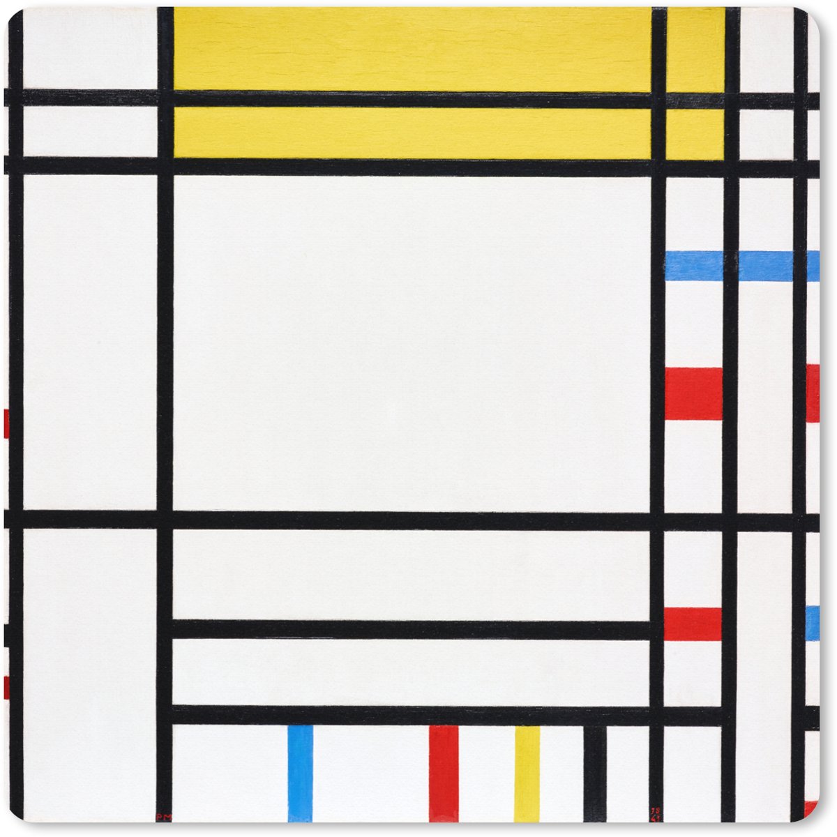Muismat XXL 80x80 cm - Bureau onderlegger - Bureau mat Place De La Concorde - Piet Mondriaan - Bureaumat - Gaming mousepad xl - Bureaulegger groot - Computer deskmat