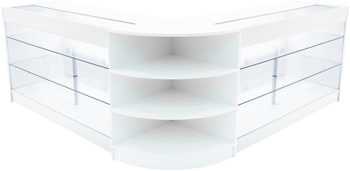 Apollo led winkelbalie set - wit - 150/150/60cm - led & 3 schappen