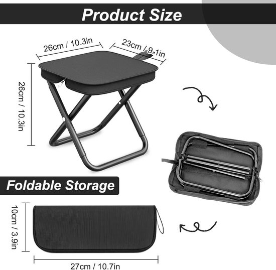 Home & Marker - Campingkrukje - Vouwkrukje - Inklapbaar - Draagbaar - Staal - (26x23x28cm) - PORTACHAIR van Home & Marker — afbeelding 2
