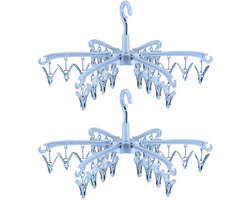 Opvouwbare sokkenhouders - multifunctionele drooghouders - set van 2 - hemelsblauw - kunststof