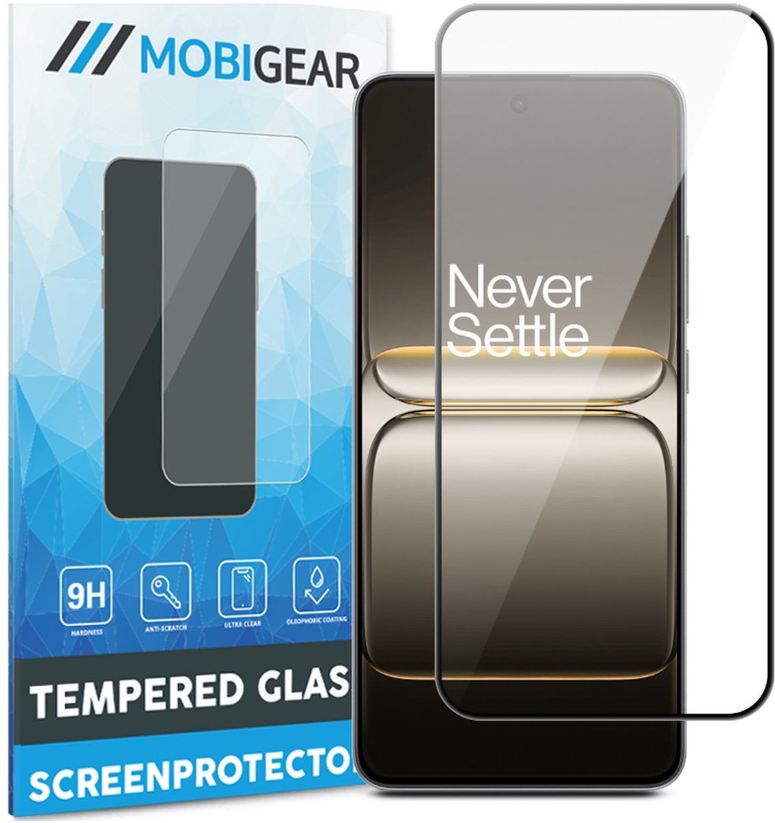 Mobigear Screenprotector geschikt voor OnePlus Nord CE5 Glazen | Mobigear Premium Screenprotector - Case Friendly - Zwart