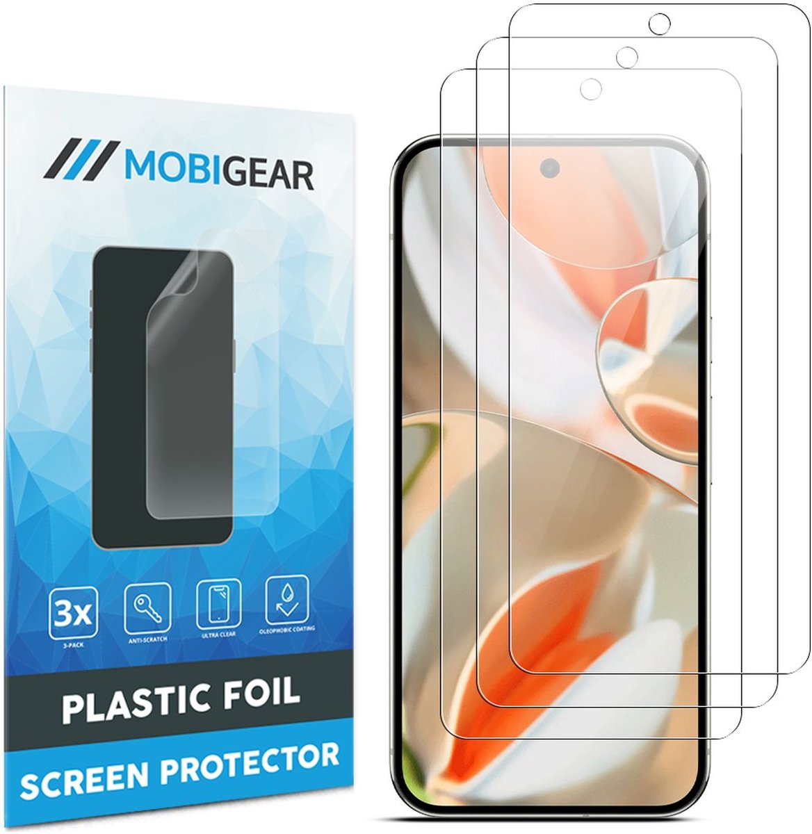 Mobigear Screenprotector geschikt voor Google Pixel 10 Pro | Mobigear Screenprotector Folie - Case Friendly (3-Pack)