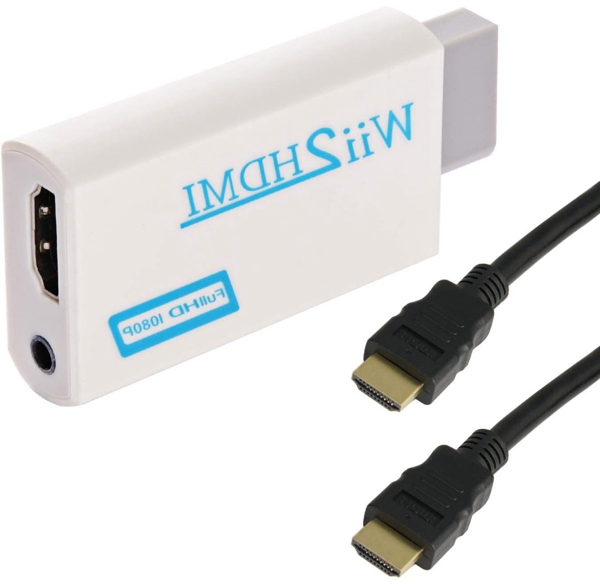 EXCITAT Wii naar HDMI adapter - wii naar hdmi - wii hdmi - 1080P/720P HD-converter - met 1,5 m kabel - Ondersteunt NTSC/PAL-formaten - voor Smart TV HDTV - Wit