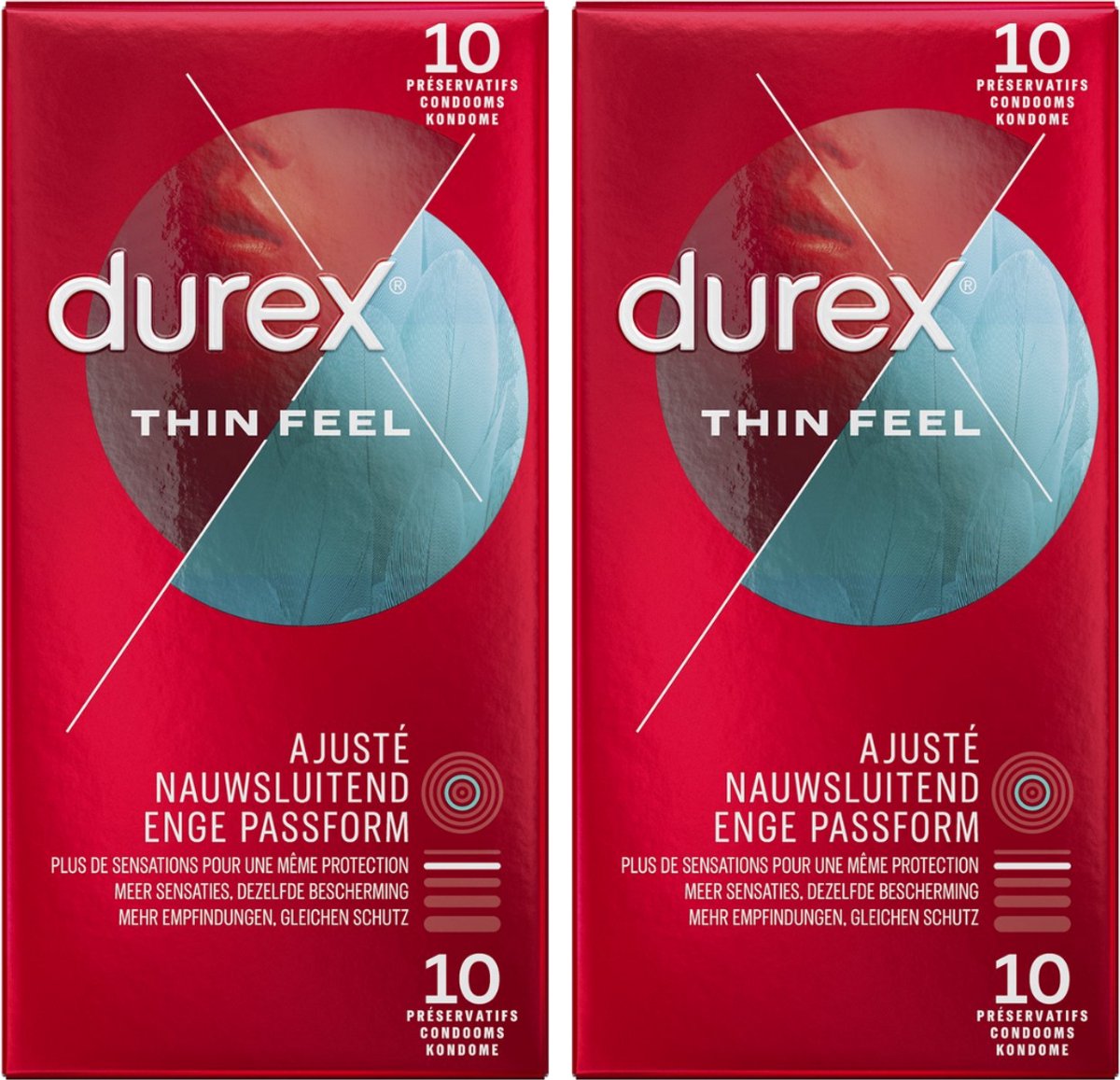 Bol.com Durex Condooms Thin Feel Close Fit 10st - 2 Stuks - Voordeelverpakking aanbieding