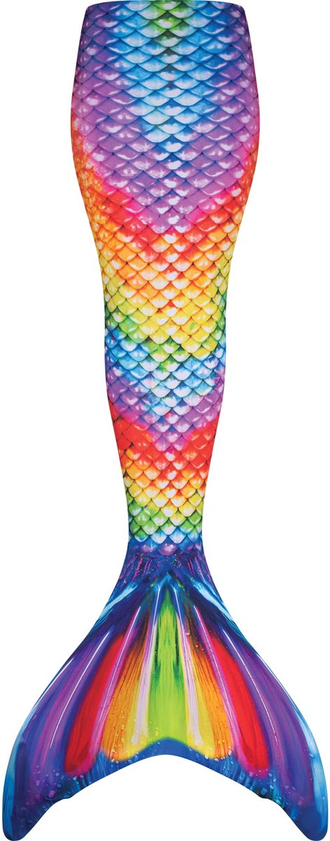 Zeemeerminstaart voor volwassenen maat M (38-40) - Fin Fun Rainbow Reef set met monovin met voetvakjes