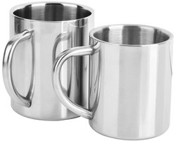 Roestvrijstalen Koffiebeker - Met oor, Onbreekbaar en Geïsoleerd - Set van 2 - 300 ml