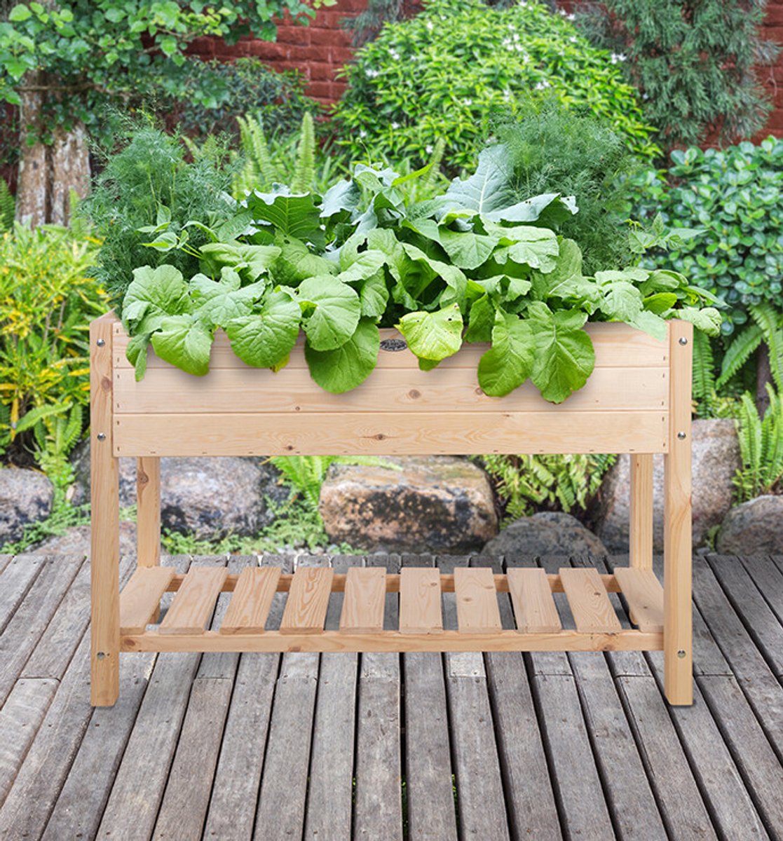Esschert Design Plantenbak verhoogd L lichthoutkleurig