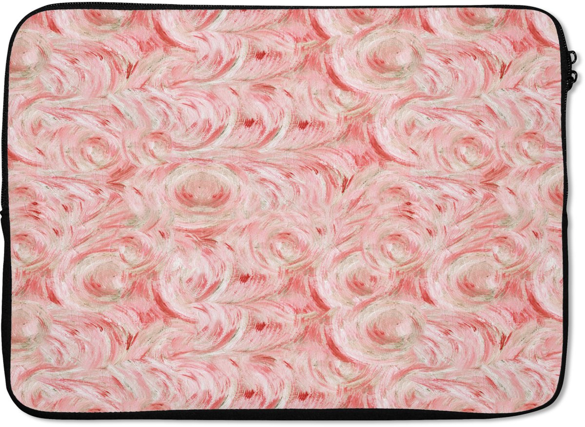 Laptophoes 13 inch - Vloeiend - Olieverf - Roze - Laptop sleeve - Binnenmaat 32x22,5 cm - Zwarte achterkant