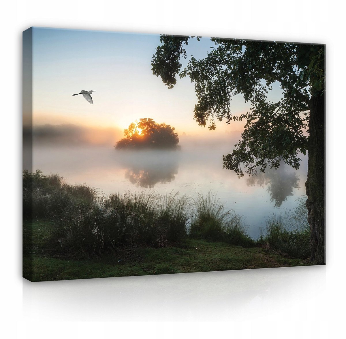 WALLARENA Canvas schilderij - 100x70 cm - Natuur schilderij met mist en meer multikleurig