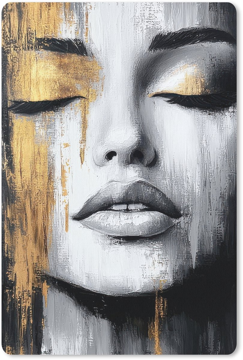Muismat 18x27 cm - Mousepad Gezicht - Vrouw - Penseelstreken - Abstract - Muismatten