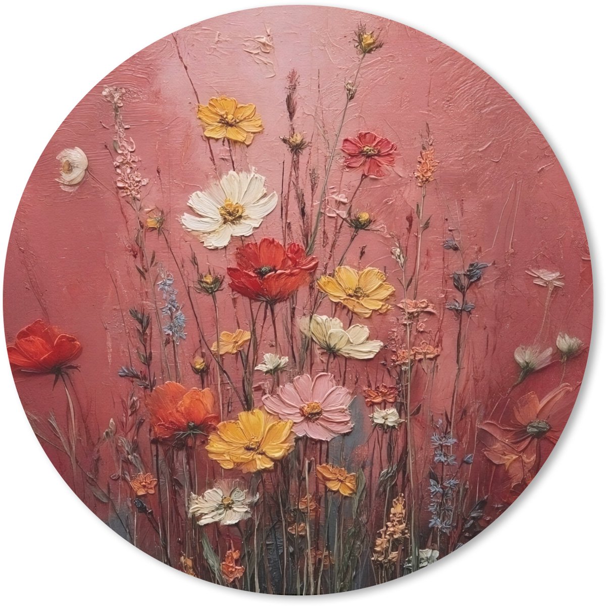 Muismat rond 40x40 cm - Mousepad Bloemenboeket - Diepte - Tastbare textuur - Ronde muismatten