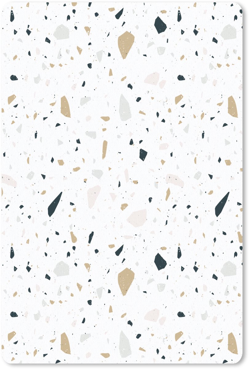 Muismat 18x27 cm - Mousepad Terrazzo - Patroon - Wit - Neutraal - Muismatten