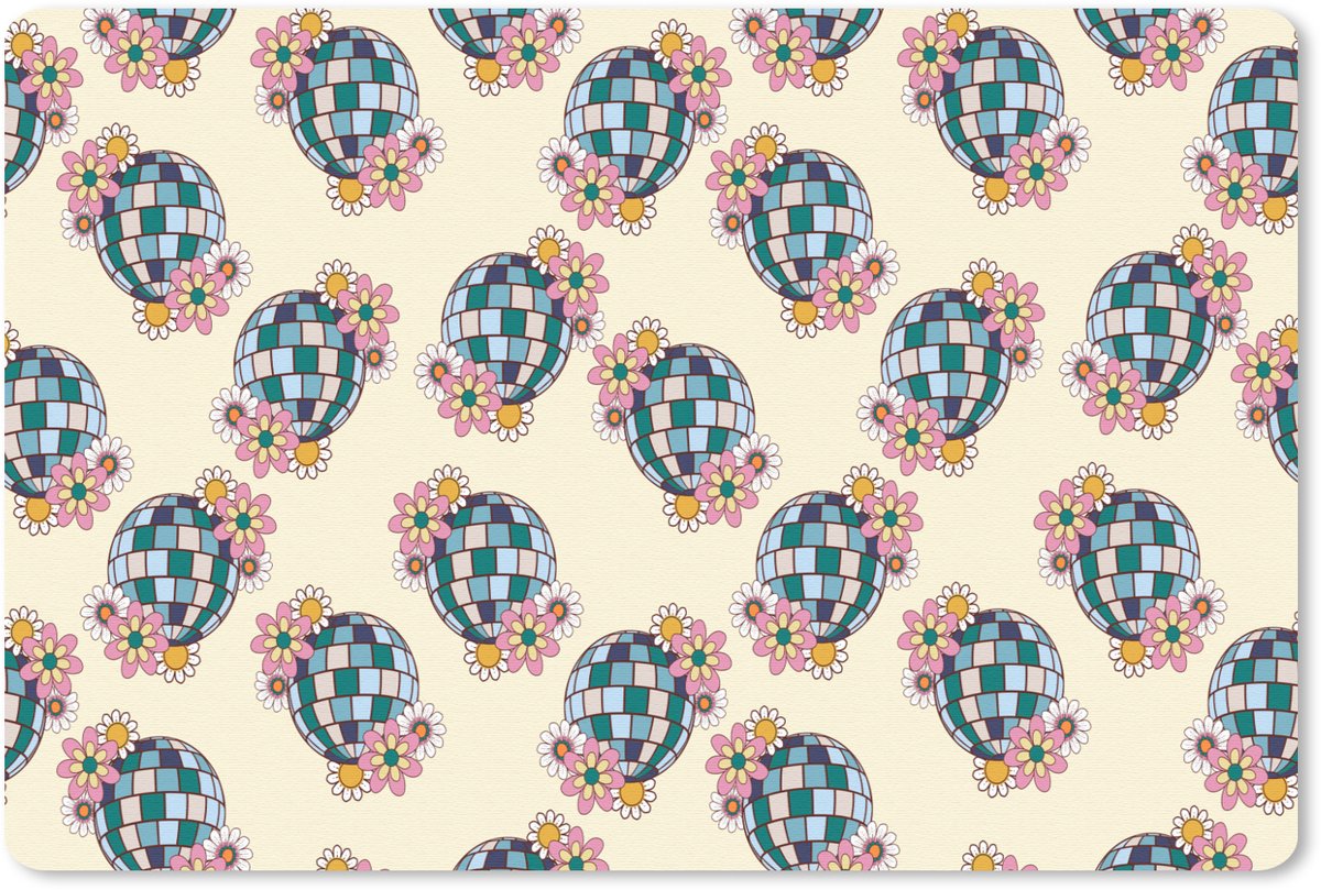 Muismat 27x18 cm - Mousepad Retro - Disco - Bloemen - Discobal - Muismatten