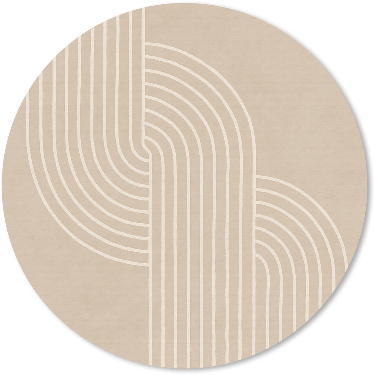 Muismat rond 20x20 cm - Mousepad Parallelle lijnen - Lichte textuur - Beige - Ronde muismatten