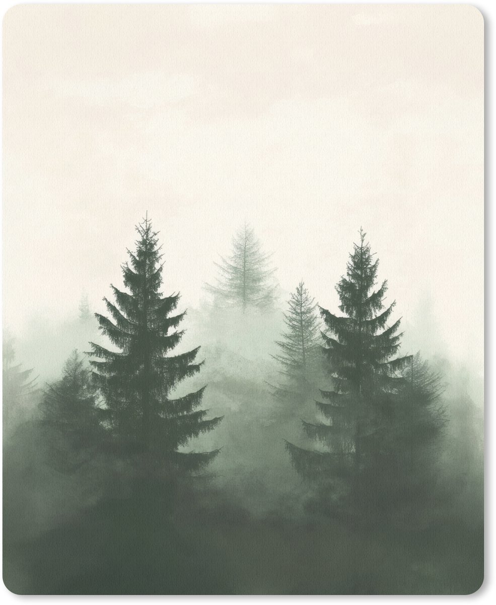 Muismat 19x23 cm - Mousepad Sparren - Bomen - Groen - Beige - Muismatten