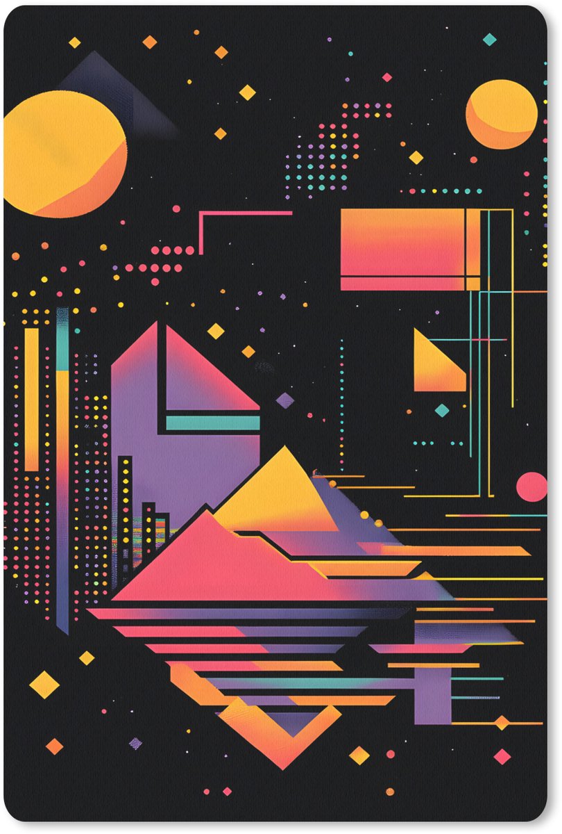 Muismat 18x27 cm - Mousepad Abstract - Vormen - Lijnen - Kleurrijk - Muismatten