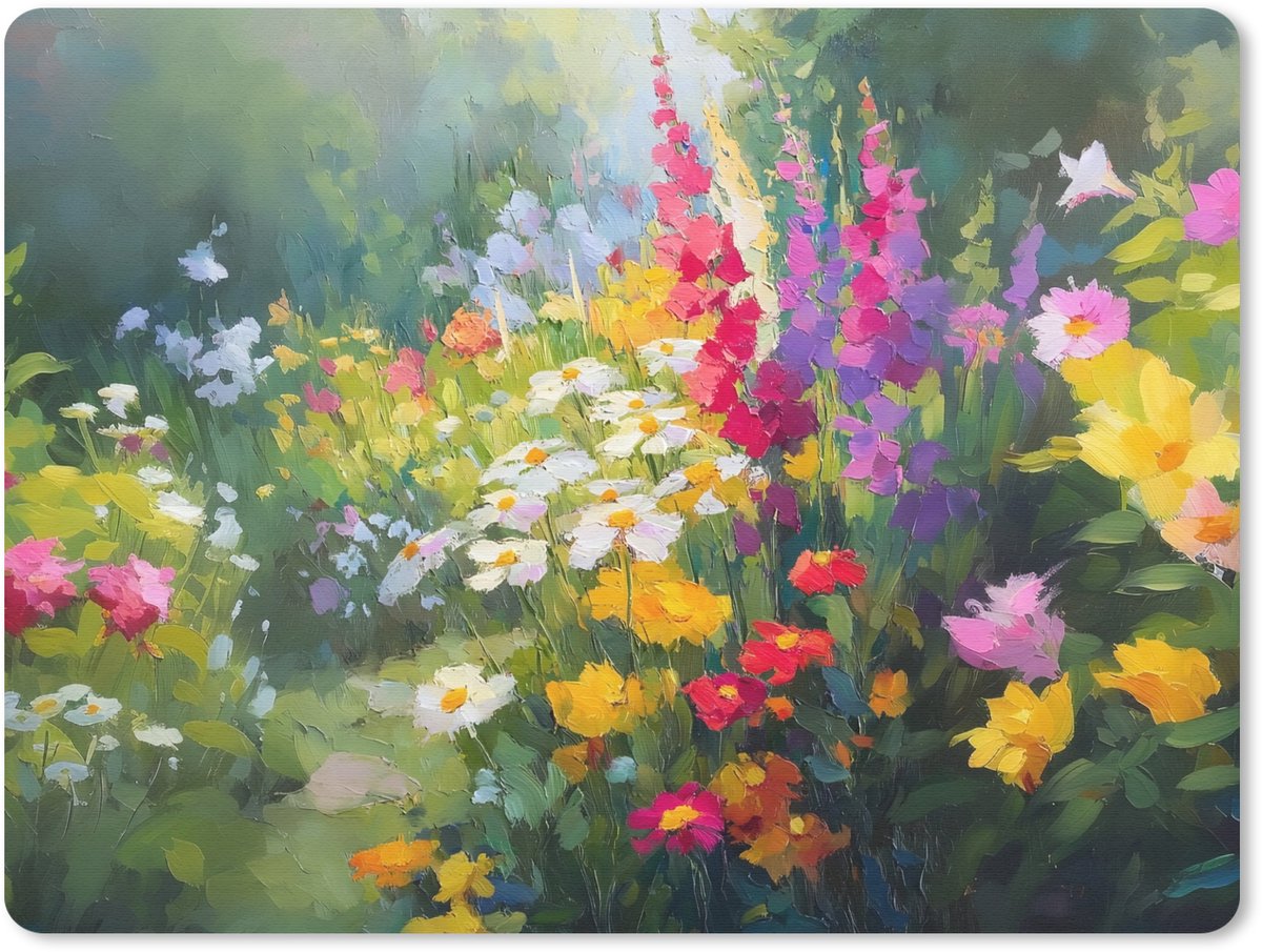 Muismat 23x19 cm - Mousepad Zomertuin - Sfeervol - Bloemen - Muismatten