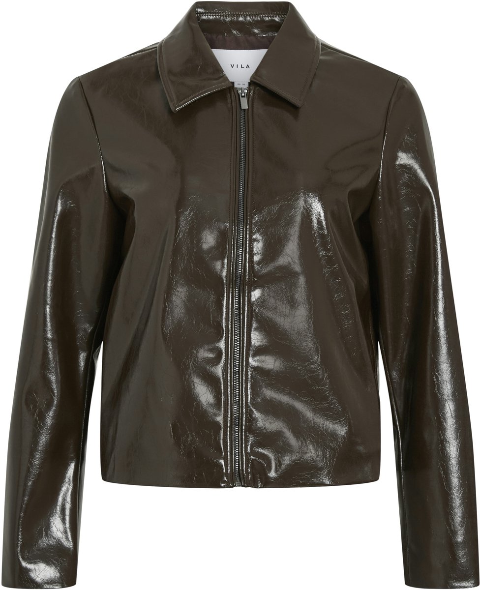 Vila Jas Vishinny L/s Zipper Jacket/pb/bfs 14116090 Coffee Bean Dames Maat - 40