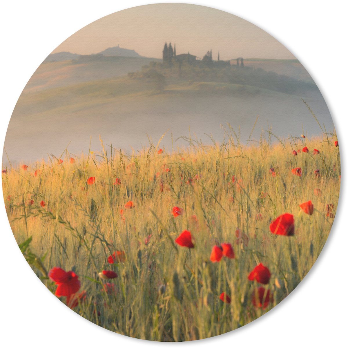 Muismat rond 30x30 cm - Mousepad Toscane - Rozen - Heuvels - Ronde muismatten