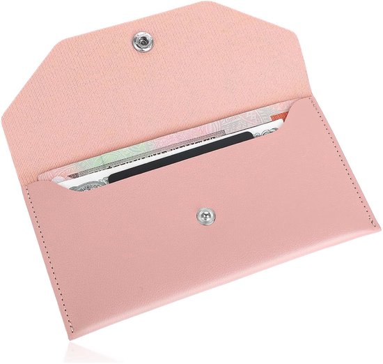 Foto: 1 pakket pu lederen geldenveloppen herbruikbare envelopportemonnee geldverdeler voor studenten kantoormedewerkers dames en meisjes roze 