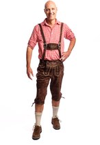 Pantalon en cuir Samex® pour homme - Costume Oktoberfest - Pantalon en cuir long - Cuir de vache - Déguisement homme - Déguisements - Marron moyen - Taille 54 (XL)