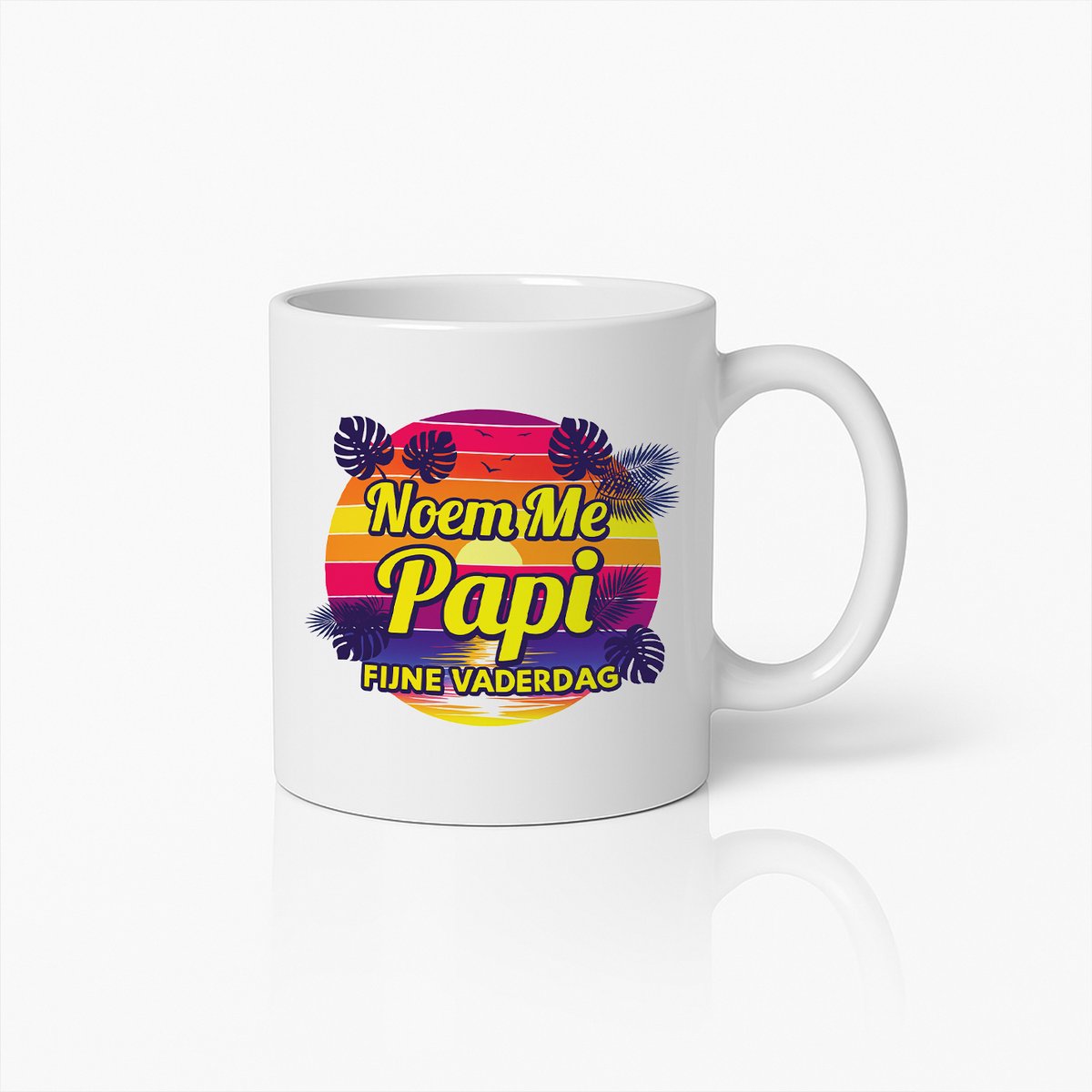 Grappige Vaderdag Mok – “Noem Me Papi” Retro Zonsondergang – Leuk Cadeau voor Stoere Vaders
