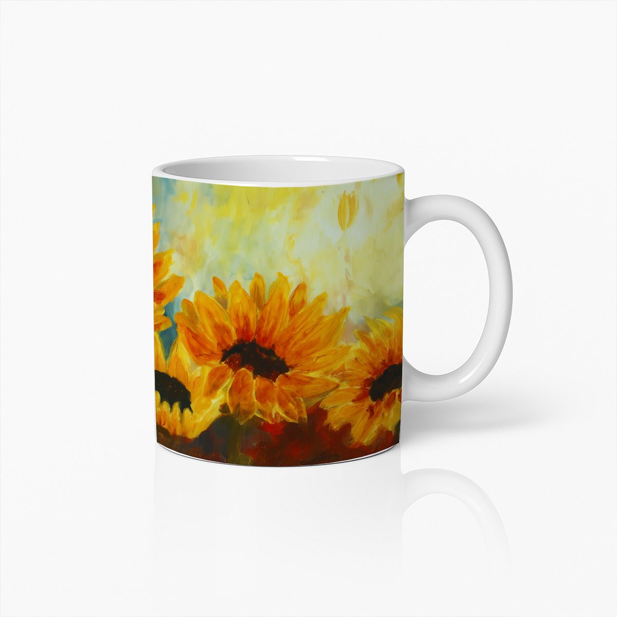 Heldere Zonnebloem Kunst Mok – Levendige Bloemen Keramische Koffiekop voor Natuurliefhebbers