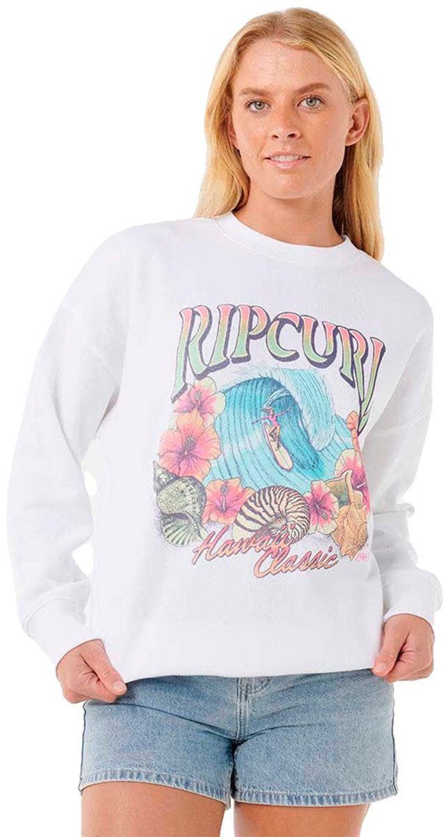 Rip Curl Hawaii Classic Heritage Crew Sweatshirt L Vrouw Wit