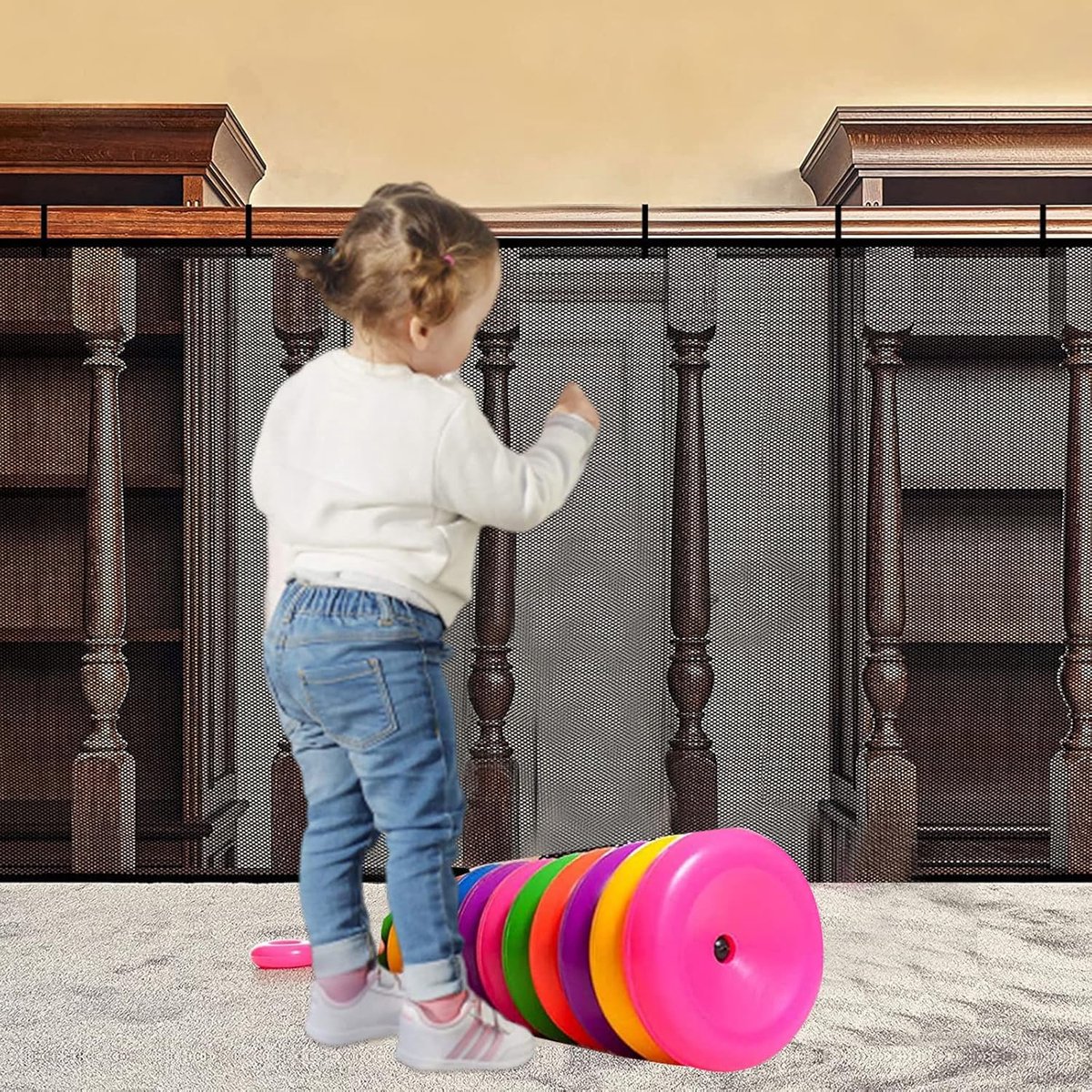 Veiligheidsnet voor trappen - veiligheidsnet voor kinderen - veiligheidsnet voor leuningen - balkonrelingen - laddernet - zwart (2mx79cm)
