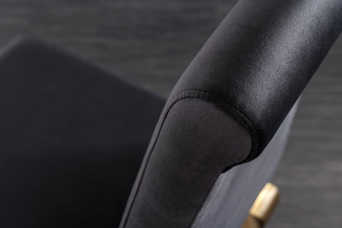 Invicta Interior Elegante stoel MODERN BAROQUE zwart fluweel gouden poten van roestvrij staal - 42316 Zie omschrijving