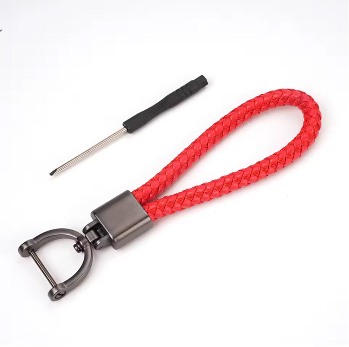 New Age Devi - Lederen Auto- Fiets Sleutelhanger - Langwerpig - Rood