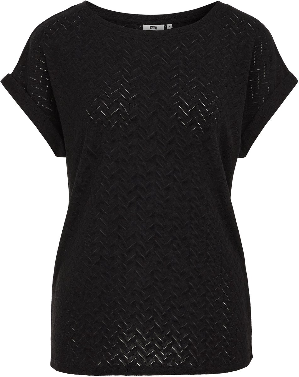 WE Fashion Dames T-shirt met open structuur
