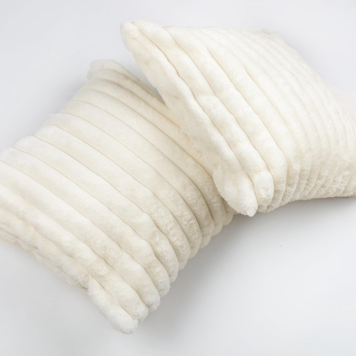 Ibenzoa® Set van 2 decoratieve kussenslopen in crèmewit met streepdesign voor moderne interieurs