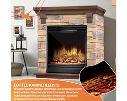 Luxe Elektrische Haard met Verwarming – 1800W | 3D LED Vlameffect | Vrijstaand | Timer, Thermostaat & Afstandsbediening | Bruin Houtdesign