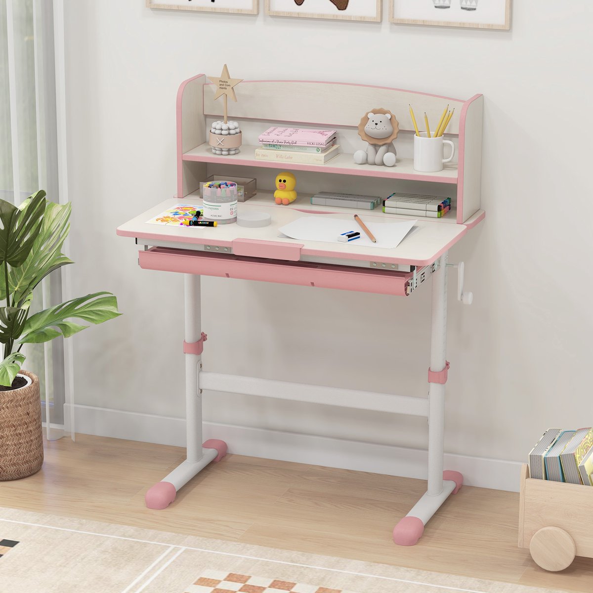 COSTWAY Kinderbureau, kinderschreibtisch van hout, bureau voor COSTWAY Kinderbureau, kinderschreibtisch van hout, bureau voor