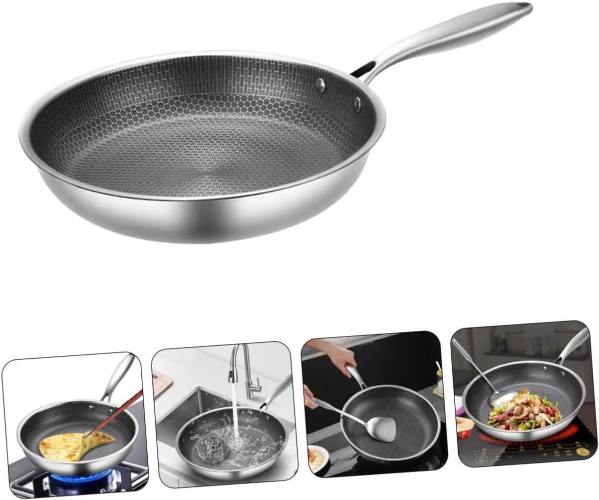 Conway Living® - Kookpan Ø 24 cm - Kookpannen inductie - PFAS & PTFE vrij - RVS - Keramisch - Inductie - Gas - Honingraat Anti-Aanbakpan