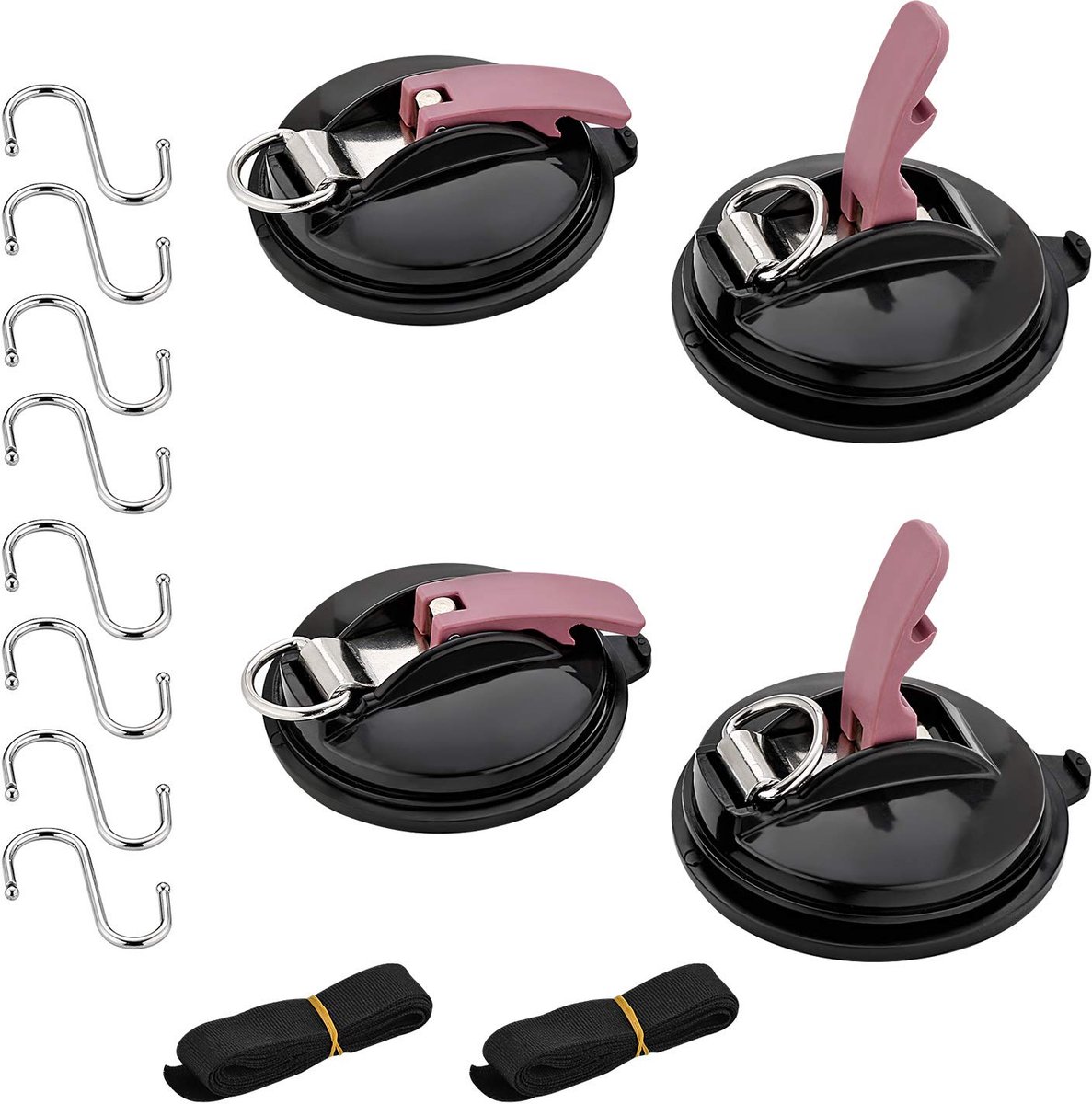 Ibenzoa® Set van 4 multifunctionele zuignappen voor auto, tent en kampeeraccessoires