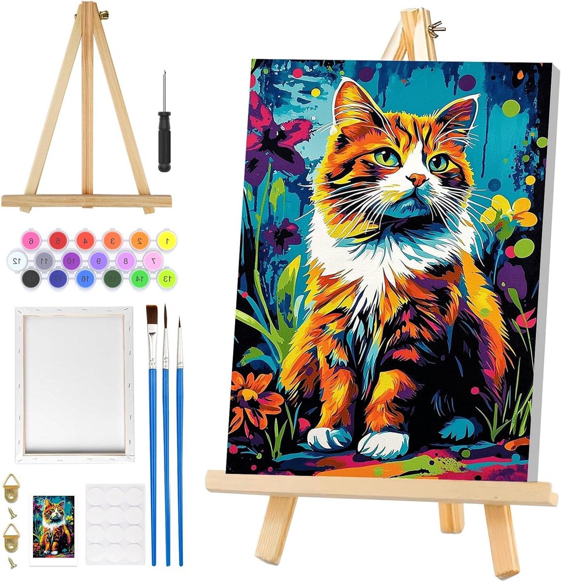 Allecto Plus - Schilderen op nummer voor volwassenen beginners met frame - Bloemen Landschap Schilderen op nummer voor volwassenen met schildersezel DIY Olieverf pakketten Kunst en Ambachten voor Thuisdecoratie