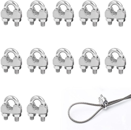 Kit De 12 Clips De Câble En Inox + 6 Dé-à-coudre - Diamètre 3/16"