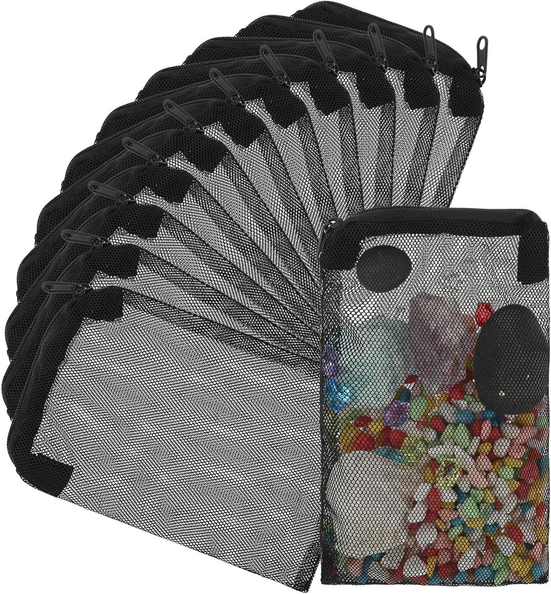 Allecto Plus - Aquariumgaaszakken met ritssluiting voor aquariumfiltermedia - Herbruikbare actieve koolzak - Voor actieve kool, keramische ringen - Schoon en recyclebaar - Set van 20 stuks