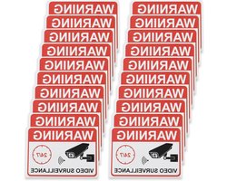 Allecto Plus - Waarschuwingsstickers voor videobewaking - Set van 20 stuks - 74 x 52 cm - Sticker voor glazen deuren en ramen - Beveiligingsteken - Met Engelse tekst